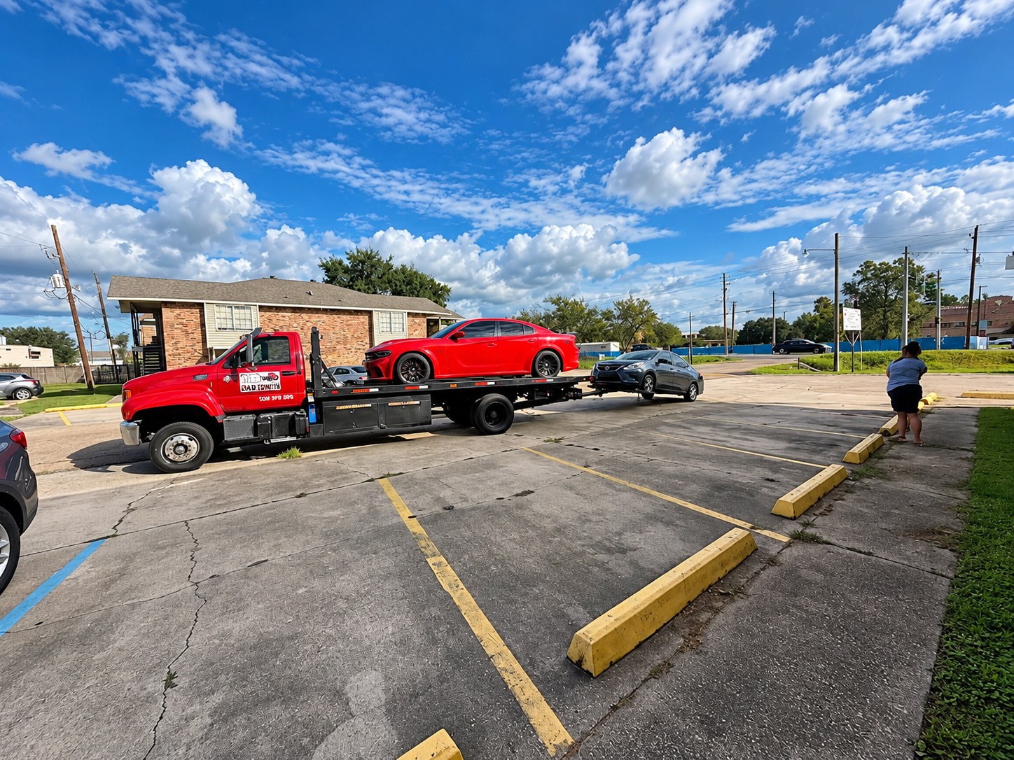 Triple Dee's Towing vehicle providing towing service